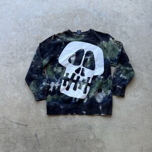 Vintage Stussy Y2K Skull Tie-Dye Multicolor Skate Surf Made In USA Sweatshirt S